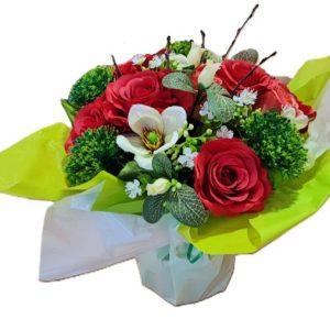 Bouquet bulle roses rouge