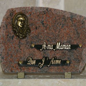 Plaque granit rose éclaté bronze marie