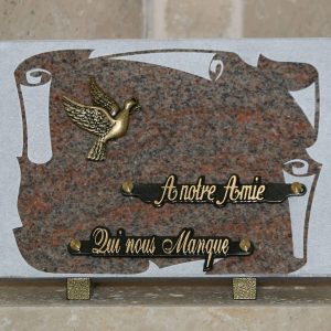 plaque granit rose litho parchemin blanc