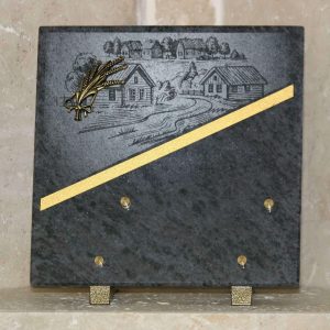 Plaque granit bleu litho village