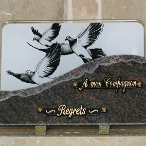 Plaque granit éclaté et altuglass colombe