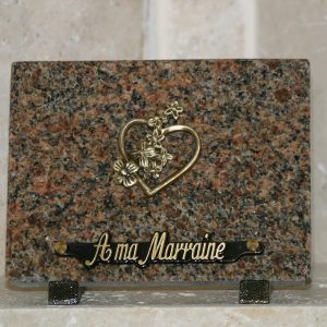 Plaque granit rose bronze roses