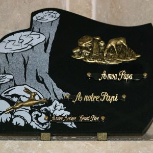 Plaque granit noir litho champignons