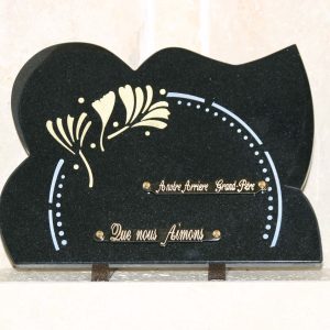 Plaque granit litho blanche et or