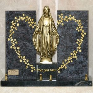 Plaque granit statue vierge litho cœur