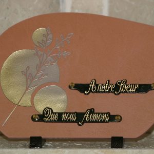 Plaque ceramique rose litho or brindille