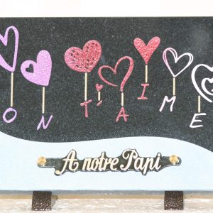 Plaque granit noir litho "on t'aime"