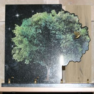 Plaque granit/ceramique grand arbre vert