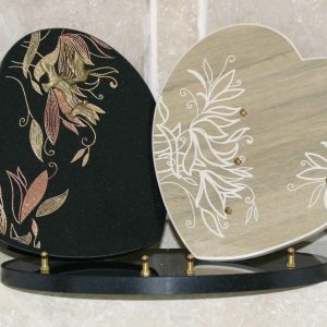 Plaque 2 cœurs granit/céramique litho