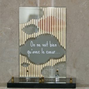 Plaque verre/granit/litho nuage