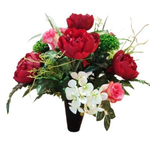 Bouquet pivoine/rose rouge et blanche