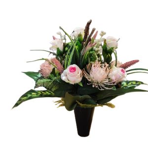 Bouquet roses rose/blanche et bois flotté