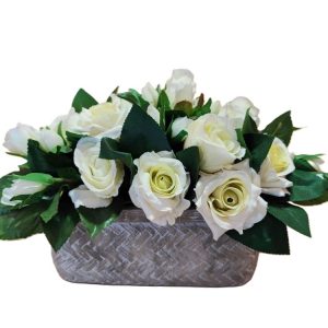 Jardinière pierre roses blanche