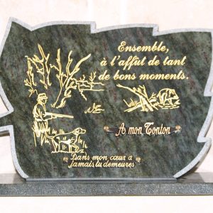 Plaque granit vert litho chasseur