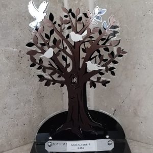 Plaque altuglass arbre de vie avec oiseaux dans les branchages
