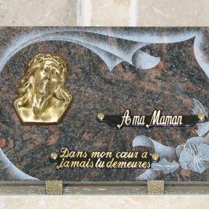 plaque granit rose litho parchemin bronze jesus