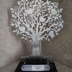 Plaque altuglass arbre de vie blanc feuilles en cœur