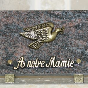 Plaque granit rose bronze oiseau