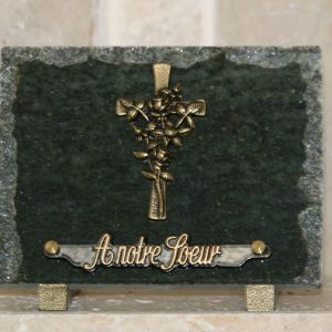 Plaque granit eclaté bronze croix