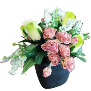 Coupe pierre roses blanche/roses anciennes