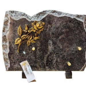 Plaque granit bleu éclaté bronze roses